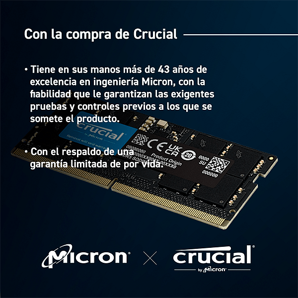 Crucial DDR5 8GB 4800Mhz SODIMM  Memoria RAM