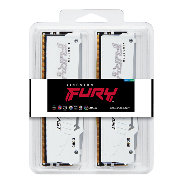Kingston Fury Beast RGB 64GB 2x32GB  Memoria RAM DDR5 6000MHz CL36 Blanca AMD Expo