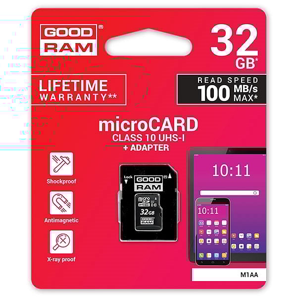 GOODRAM Micro SD 32GB M1AA CL10 UHSI  adaptador  Memoria