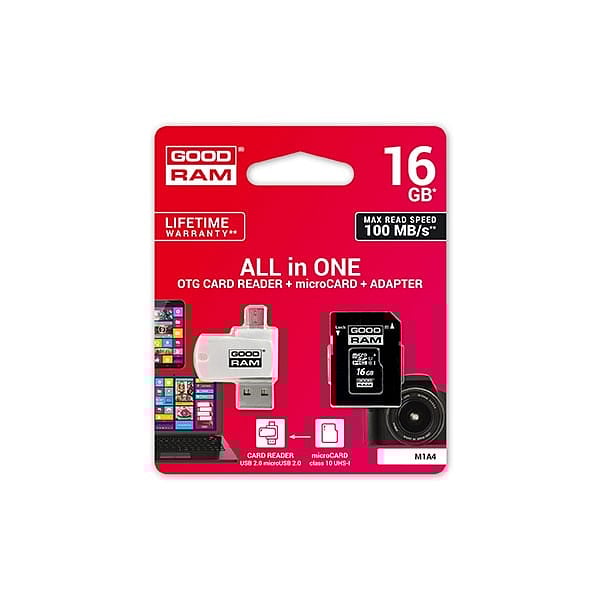 GOODRAM Micro SD 16GB M1A4 CL10 UHSI  lector  Memoria