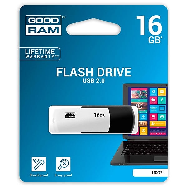 GOODRAM Pendrive 16GB UCO2 USB 20 BlancoNegro  Memoria