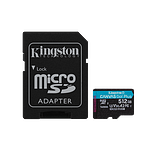 Kingston Canvas Go Plus 512GB  Tarjeta microSD UHSI U3 V30 A2 Memoria Clase 10 170MBs con Adaptador