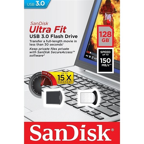 SanDisk Ultra Fit USB 30 128GB 150MBs  PenDrive