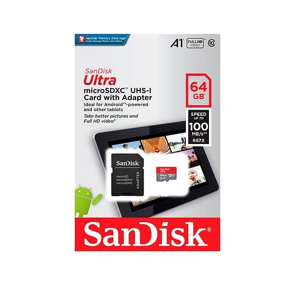 SanDisk Ultra Android 64GB 100MBs cadapt  Tarjeta microSD