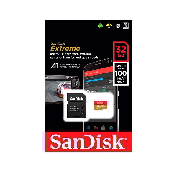 SanDisk Extreme 32GB 100MBs 60MBs cadap  Tarjeta microSD