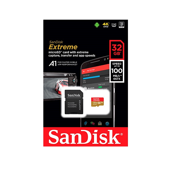 SanDisk Extreme 32GB 100MBs 60MBs cadap  Tarjeta microSD