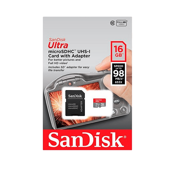 SanDisk Ultra 16GB 98MBs cadap  Tarjeta microSD