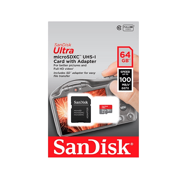 SanDisk Ultra 64GB 100MBs cadap  Tarjeta microSD