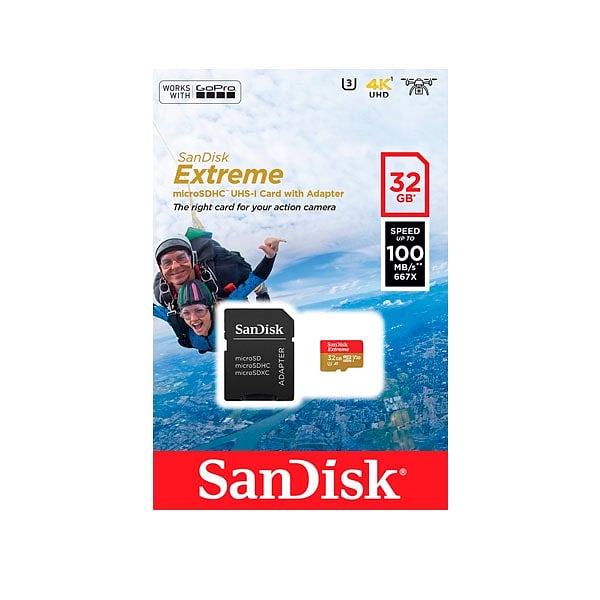 SanDisk Extreme 32GB 100MBs 60MBs cada  Tarjeta microSD