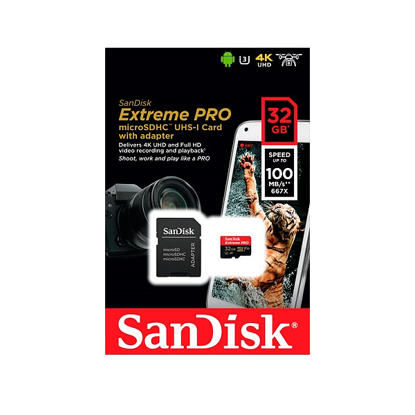 SanDisk Extreme Pro 32GB 100MBs cadap  Tarjeta microSD