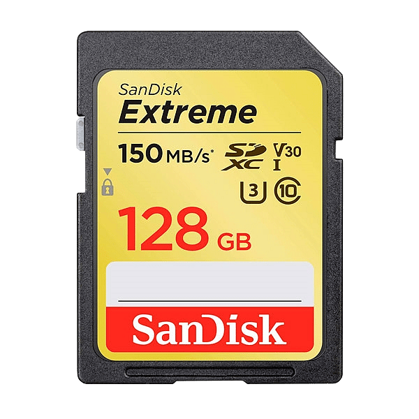 SanDisk Extreme 128GB 150MBs V30 UHSI U3  Tarjeta SD
