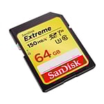 SanDisk Extreme 64GB 150MBs V30 UHSI U3  Tarjeta SD