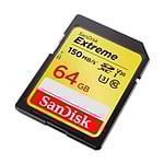 SanDisk Extreme 64GB 150MBs V30 UHSI U3  Tarjeta SD
