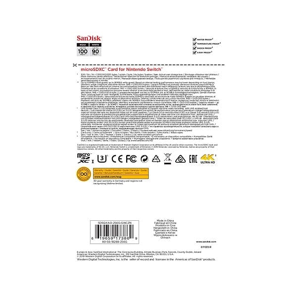 SanDisk Micro SD 256GB para Nintendo Switch Star  Memoria