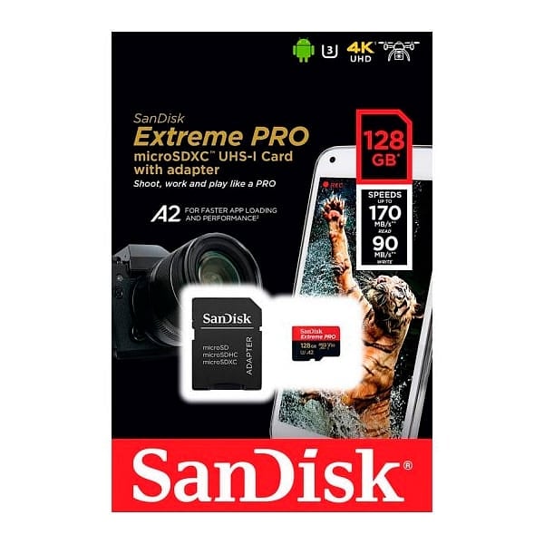 SanDisk Extreme Pro 128GB 170MBs cAdap  Soft  MicroSD
