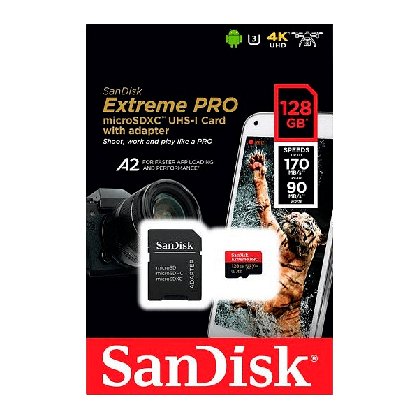 SanDisk Extreme Pro 128GB 170MBs cAdap  Soft  MicroSD