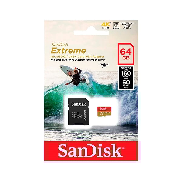 SanDisk Extreme 64GB 160MBs cadap  Tarjeta microSD