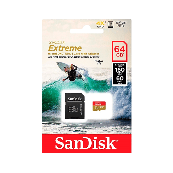 SanDisk Extreme 64GB 160MBs cadap  Tarjeta microSD