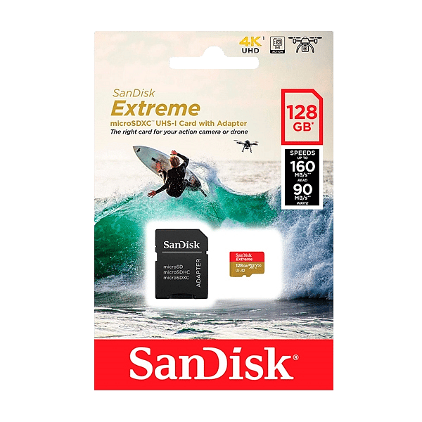SanDisk Extreme 128GB 160MBs cadap  Tarjeta microSD