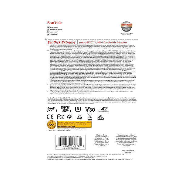 SanDisk Extreme 128GB 160MBs cadap  Tarjeta microSD
