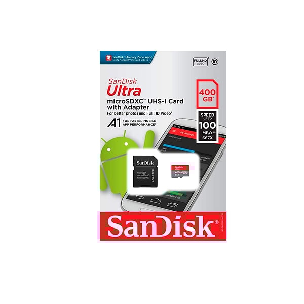 SanDisk Ultra Android 400GB 100MBs cAdap  Tarjeta MicroSD