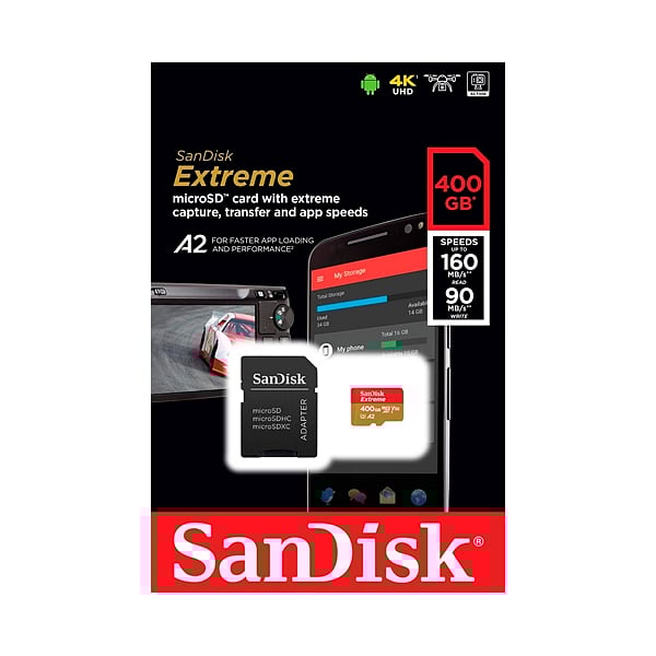 SanDisk Extreme 400GB 160MBs cAdap  Soft  MicroSD