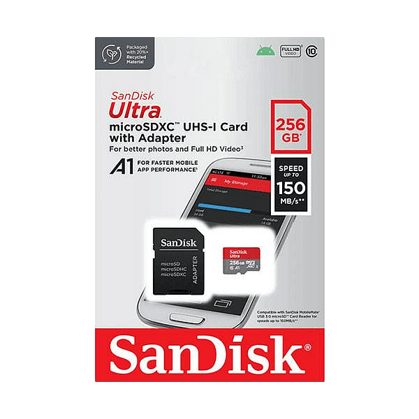 Sandisk Ultra 256GB 150MBs cada 10 UHSI  Tarjeta MicroSD