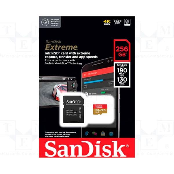 Sandisk Extreme 256GB 190MBs cada UHSI  MicroSD