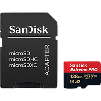 SanDisk Extreme Pro 128 GB microSDXC | Tarjeta de Memoria UHS-I U3 V30 A2 4K con Adaptador SD