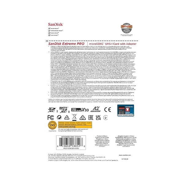 MEMORIA MICRO SDXC SANDISK EXTREME PRO 128GBSD ADAPT