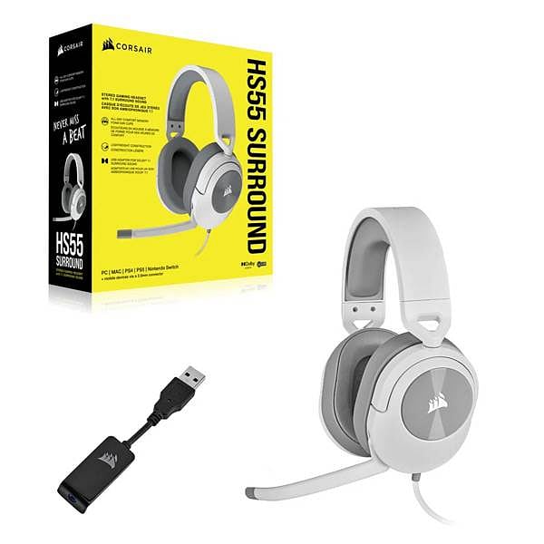 Corsair HS55 Surround White   Auriculares