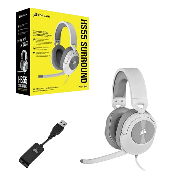 Corsair HS55 Surround White   Auriculares