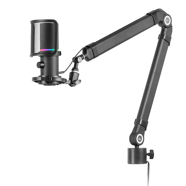 Mars Gaming MMICXT Negro  Micrófono de Estudio Profesional Alta Definición 192Khz 24bit Brazo Omnidireccional Soporte Antivibración Filtro Pop Malla Metálica