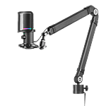 Mars Gaming MMICXT Negro  Micrófono de Estudio Profesional Alta Definición 192Khz 24bit Brazo Omnidireccional Soporte Antivibración Filtro Pop Malla Metálica