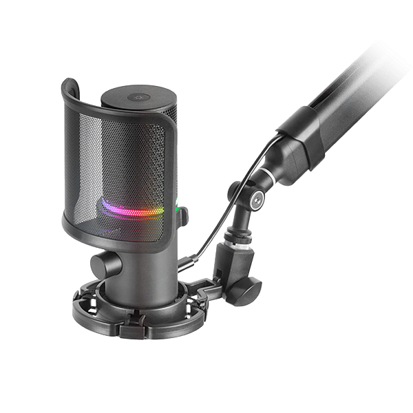 Mars Gaming MMICXT Negro  Micrófono de Estudio Profesional Alta Definición 192Khz 24bit Brazo Omnidireccional Soporte Antivibración Filtro Pop Malla Metálica