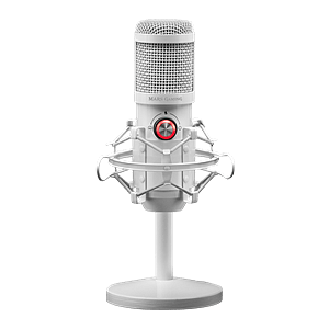 Mars Gaming MMICX Blanco  Micrófono Profesional con Doble Cápsula Cardioide y Omnidireccional 96KHz LED USB Jack 35mm