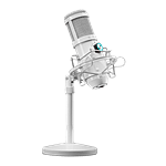 Mars Gaming MMICX Blanco  Micrófono Profesional con Doble Cápsula Cardioide y Omnidireccional 96KHz LED USB Jack 35mm