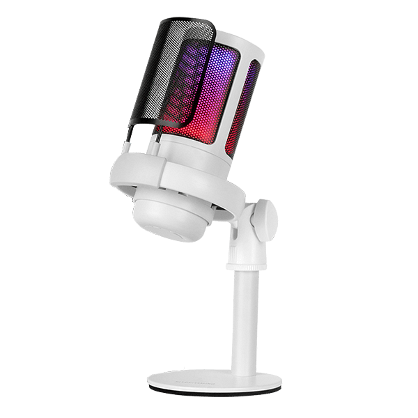 Mars Gaming MMICSE Blanco  Micrófono Profesional ARGB 196kHz 24 bits Soporte Antivibración Filtro Pop de Malla Metálica Control de Volumen y Mute
