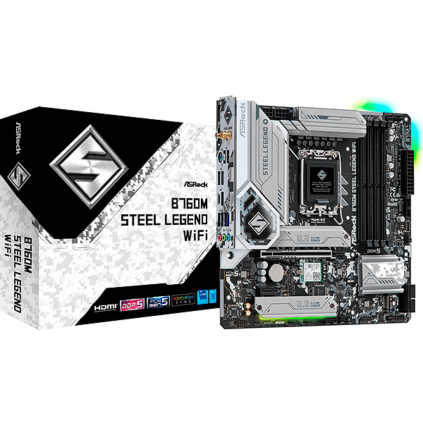 Asrock B760M Steel Legend  WiFi AX  DDR5  MicroATX  Placa Base Intel 1700