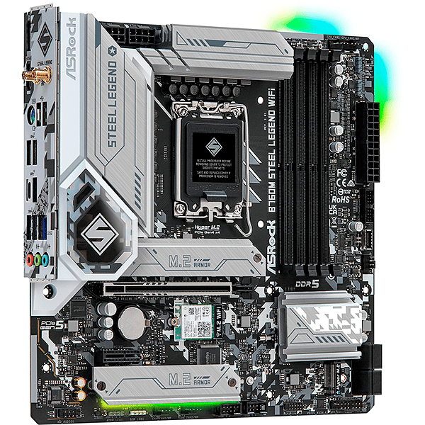 Asrock B760M Steel Legend  WiFi AX  DDR5  MicroATX  Placa Base Intel 1700