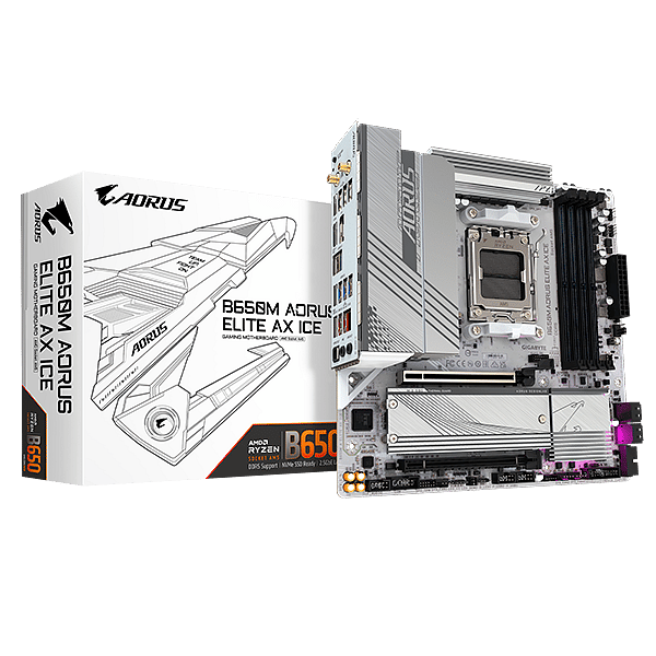 Gigabyte B650M Aorus Elite AX Ice  DDR5  WiFi AX  Micro ATX  Placa Base AM5