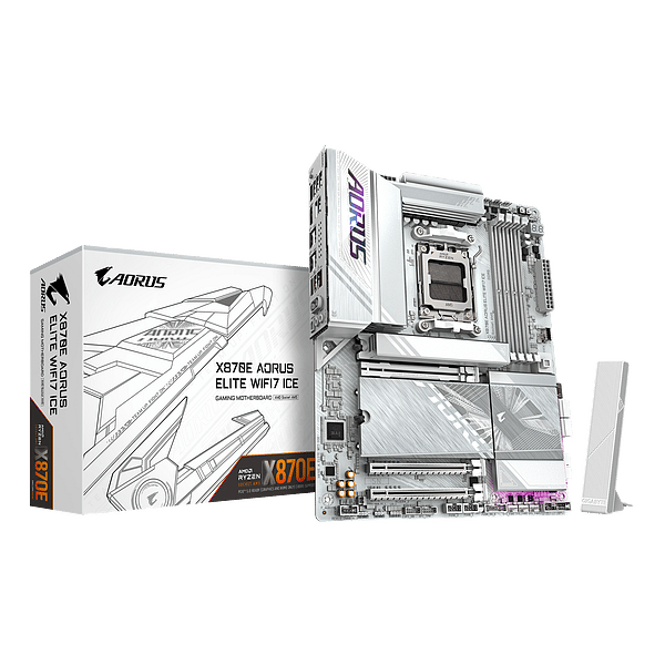 Gigabyte X870E Aorus Elite Ice WiFi 7 Bluetooth 54 DDR5 ATX Blanca  Placa Base Socket AM5