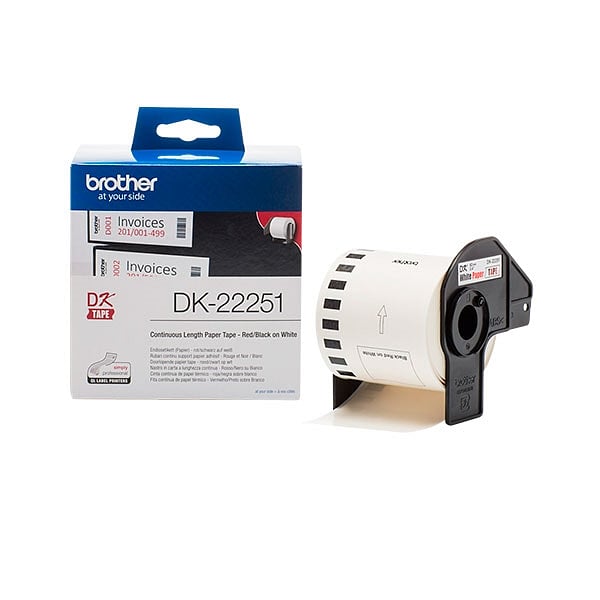 Brother DK22251 62mm 1524m negro y rojo térmico  Etiquetas