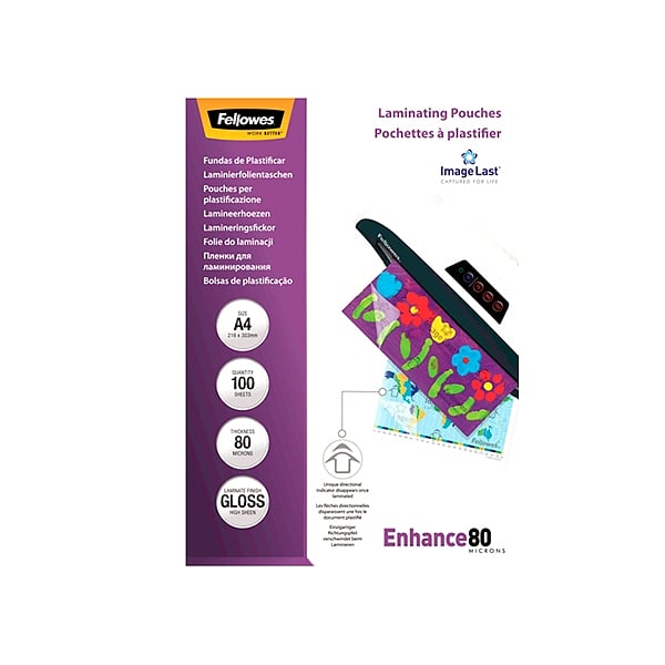 Fellowes A4 80micras 100uds  Fundas de Plastificar