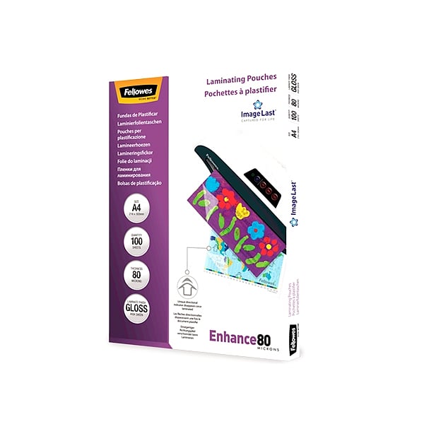 Fellowes A4 80micras 100uds  Fundas de Plastificar