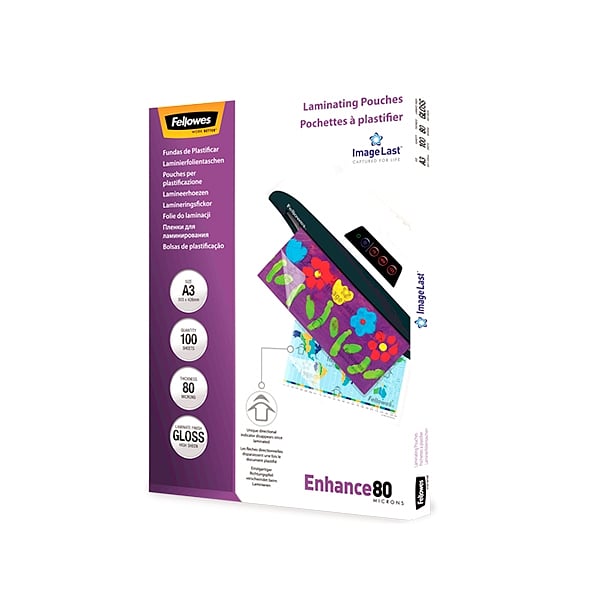 Fellowes A3 80micras 100uds  Fundas de Plastificar