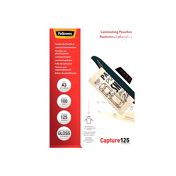 Fellowes A3 125micras 100uds  Fundas de Plastificar