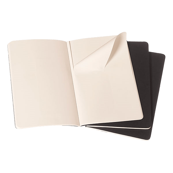 Moleskine Cuaderno Cahier Journals Pack de 3 Lisa Negro Talla L 13x21cm
