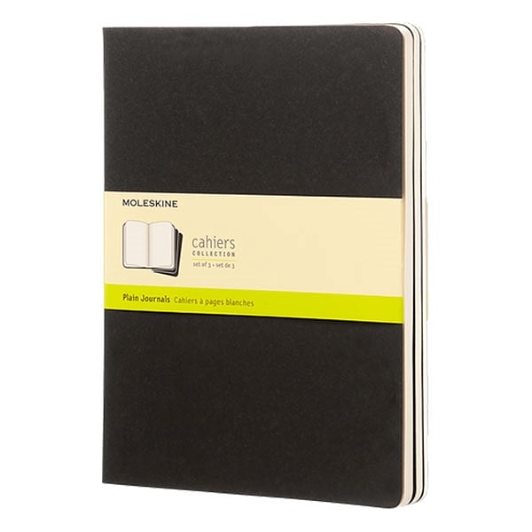Moleskine Cuaderno Cahier Journals Pack de 3 Lisa Negro Talla XL 19x26cm