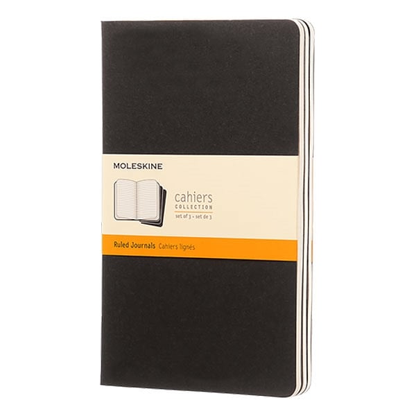 Moleskine Cuaderno Cahier Journals Pack de 3 Rayado Negro Talla L 13x21cm